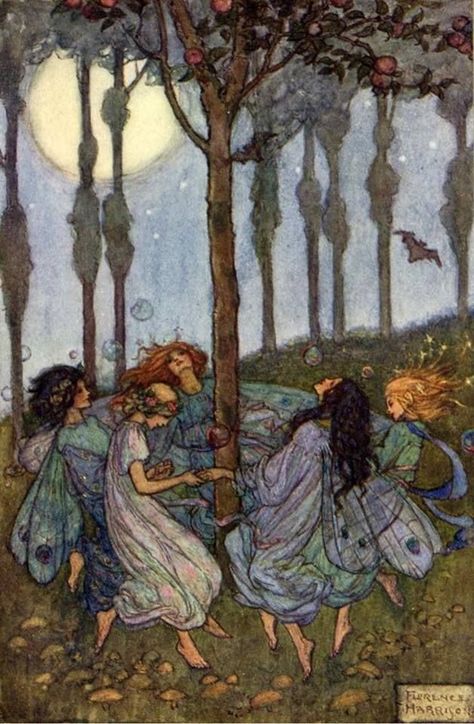 Into The Forest Dark on Twitter: "Since it's Beltane and I am a changeling, I will be returning to my folk and the realm of Faerie. There I will celebrate with my kind and we will dance in circles around sacred trees and make mischief on your kind. So consider yourself warned. (illustration by Florence Harrison)… https://t.co/aF9OsYF8mZ" Fairies Dancing In A Circle, Dancing In A Circle, Witches Dance, Fairy Circle, Fairies Dancing, Fairy Ring, Vintage Fairies, Fairy Art, Fairy Land