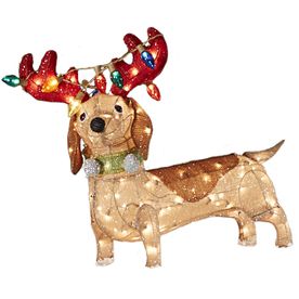 Lighted Dog Reindeer Antlers, Christmas Lawn Decorations, Brown Dachshund, Baby Dachshund, Dog Yard, Christmas Yard Decorations, Reindeer Antlers, Dachshund Christmas, Christmas Yard