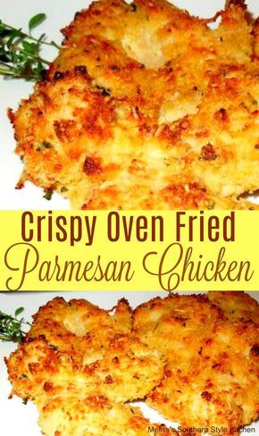 Crispy Oven Fried Parmesan Chicken Chicken Thights Recipes, Crispy Oven Fries, Dada Ayam, Oven Fried, Oven Fried Chicken, Diner Recept, Parmesan Chicken, Crusted Chicken, Deilig Mat