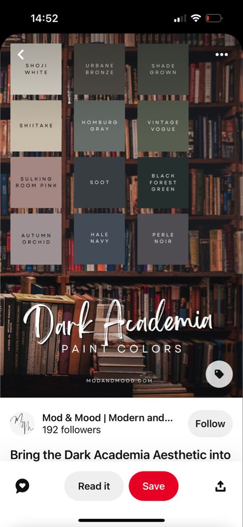 Dark Academia Wall Color, Dark Academia Basement, Dark Academia Mid Century Modern, Dark Academia Green Aesthetic, Dark Green Bedroom Color Scheme, Moody Game Room, Dark Academia Paint Colors, Modern Academia Aesthetic, Dark Academia Colors