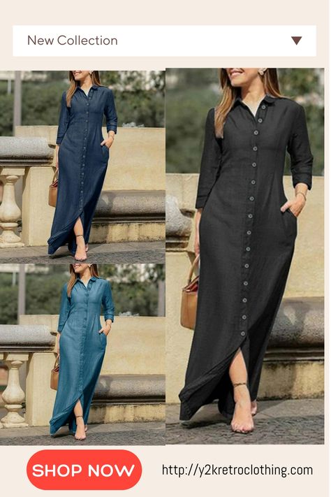 Chic Y2K Denim Button-Up Shirt Dress with Skirt - Casual Coquette Aesthetic Outfit