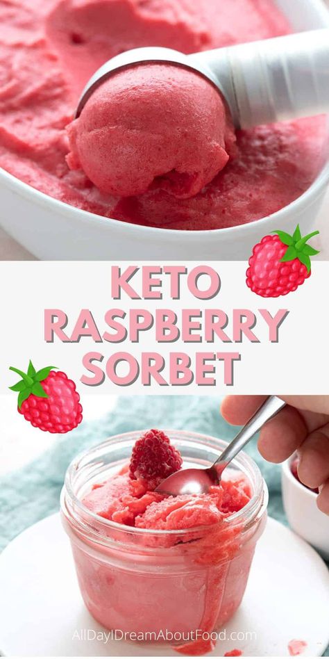 This sugar free keto sorbet is so creamy and delicious, and bursting with fresh raspberries. It's a delightful way to cool off on a hot summer's day. Sugar Free Sorbet Recipes, Sugar Free Sorbet, Low Carb Ice Cream Recipe, Keto Raspberry, Sorbet Is, Raspberry Desserts, Low Carb Ice Cream, Postre Keto, Keto Ice Cream