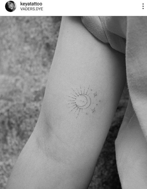 Abundance Tattoo Law Of Attraction, Sun Moon And Stars Tattoo, Sun Moon Tattoo, Moon And Stars Tattoo, Moon Star Tattoo, Tattoo Sonne, Moon Sun Tattoo, Sun Tattoos, Discreet Tattoos