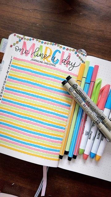 Jenna Meyers | HAND LETTERING ARTIST on Instagram: "What will your “one line a day” theme be?! 📒 Leuchtturm A5 Dot Grid ✍🏼 Micron 08 & 01 ✍🏼 Sharpie S•Note ✍🏼 STABILO Pen 68" One Line A Day Bullet Journal, Dot Grid Journal Ideas, Grid Journal Ideas, Dot Journal Ideas, Dotted Journal Ideas, Crystal Notebook, Bullet Journal Lines, One Line A Day Journal, Line A Day Journal