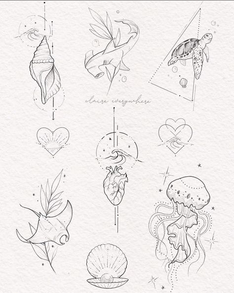 Tattoo Taurus, Collarbone Tattoo, Ocean Tattoo, Knife Tattoo, Small Pretty Tattoos, Ocean Tattoos, Cute Little Tattoos, Fish Tattoo, Mermaid Tattoos