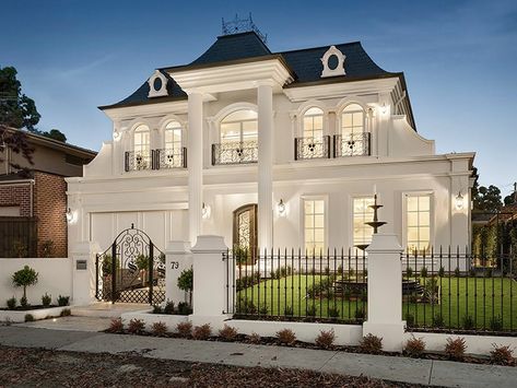 Browse Home Designs & Prices French Provincial Home Plans, French Provincial Home Exterior, French Provincial House, French Facade, Modern French Chateau, French Mansion, French Provincial Home, Historical House, Provincial Home