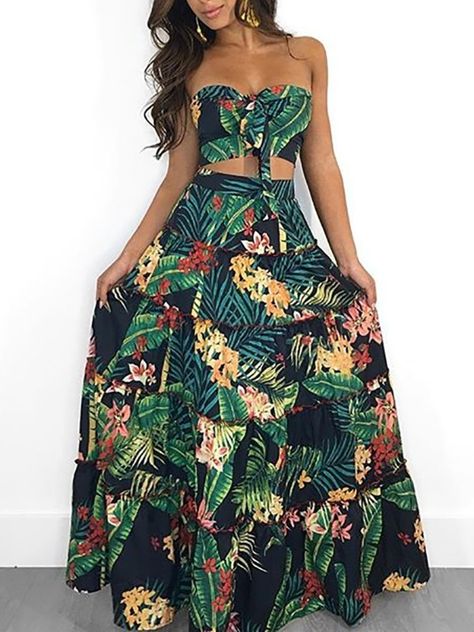 Women's Clothing, Dresses, Two-Piece Dresses $36.99 - Boutiquefeel Tropical Tops For Women, Hawaiian Skirt Outfit, Hawaiian Outfit Women Party Hawaii, Hawaii Outfits Party Hawaiian Dresses, Hawaiian Party Outfit, Hawaiian Outfit Women, Hawaiian Outfits, Tropical Top, Hawaiian Dresses