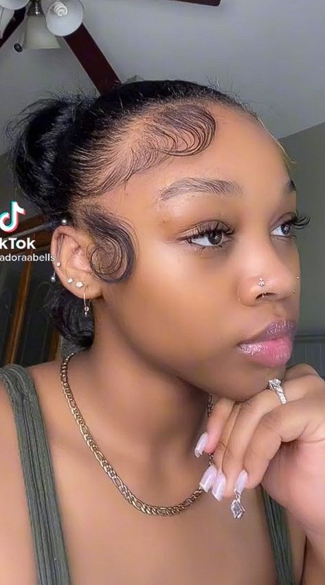 Midi Bun With Edges, Simple Slick Hairstyles, 3 Part Slick Back, Slick Back Bun Black Women, Natural Baddie, Edges Hair, Curly Hair Styles Easy, Baby Hairs, Flat Iron Hair Styles