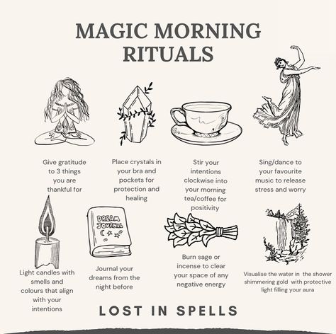 Witchy Ritual Ideas, Witch Mornings, Witchy Morning Ritual, Witchcraft Morning Ritual, Morning Ritual Witch, Morning Witch Routine, Witch Morning Routine Ideas, Witchcraft Routine, Morning Ritual Aesthetic