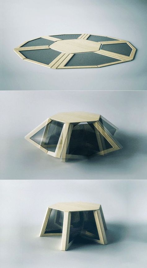 Transforming Table, Origami Furniture, Karton Design, Pola Kotak, Wood Chair Design, Foldable Furniture, Furniture Sketch, Milan Furniture, Flat Pack Furniture