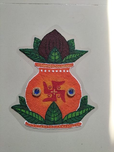 Easy And ready to use rangoli patches to decor this diwali Kalash Decoration, Poster Rangoli, Designs Rangoli, Very Easy Rangoli Designs, Acrylic Rangoli, Easy Rangoli Designs Diwali, Simple Rangoli Border Designs, Rangoli Ideas, Rangoli Borders