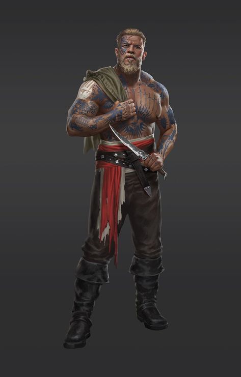 Fantasy Thug, Dnd Pirate Character Design, Pirate Character Design, Man With Cat, Pirate Character, Men With Cats, Steampunk Characters, Pirate Art, Concept Art Character