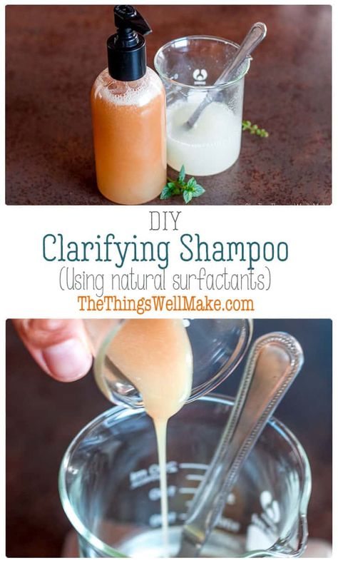 Diy Shampoo Without Castile Soap, Acv Shampoo Recipe, Clarifying Shampoo Diy, Diy Clarifying Shampoo, Natural Surfactants, Natural Shampoo Diy, Awapuhi Shampoo, Diy Shampoo Recipe, Clarify Hair