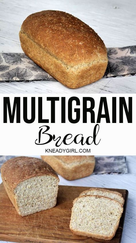 This multigrain bread recipe is perfect for those times when you want whole grain flavor and crunch in a light and soft package. Whole Grain Bread Recipe, Grain Bread Recipe, Multigrain Bread Recipe, Savory Bread Recipe, Homemade Baked Bread, Multigrain Bread, Sugar Bread, Grain Bread, Yeast Bread Recipes