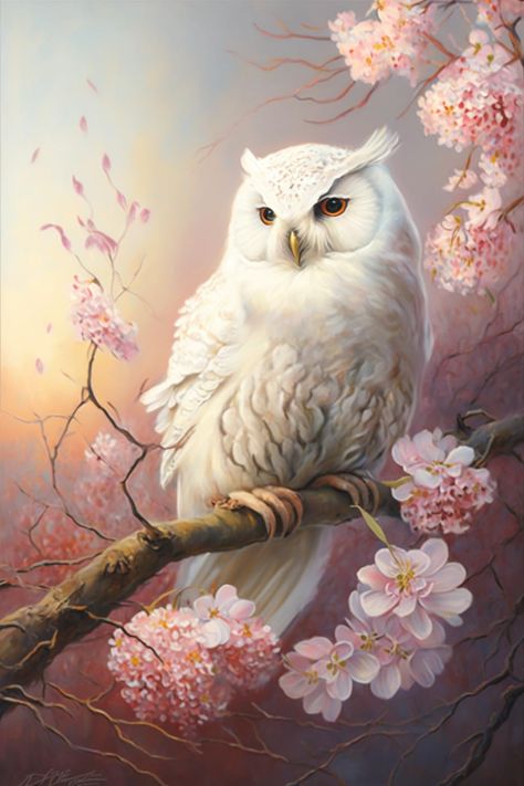 PRICES MAY VARY. 【 Size 】8 X 12 inch, 20 X 30 CM, picture color: Pink Flowering Tree Owl (not including the physical frame, surrounded by white, the size will have a very small measurement error.) 【 Become An Artist 】Completing the DIY diamond painting is a process to enhance your soul and share happy times. The combination of colorful rhinestones and canvas makes it look like a shining piece of art. 【 Modern Decor & Perfect Gift 】The complete diamond painting set fully showcases your personaliz Owl Pictures Art, Owl Paintings On Canvas, Owls Paintings, White Owl Painting, White Owl Art, Colorful Owl Art, White Wild Flowers, Beautiful Room Decor, Owl Paintings