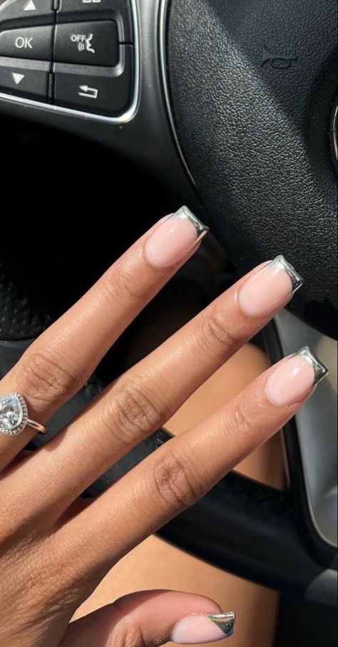 2023 Spring Nails, Occasion Nails, Chrome French, Easter 2023, Cute Spring Nails, Pedicure Manicure, French Tip Acrylic Nails, Simple Acrylic Nails, Short Square Acrylic Nails