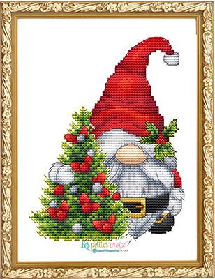 Cross stitch pattern from Les Petites Croix De Lucie featuring a gnome dressed as Father Christmas!  Pattern is stitched on 18 ct White Aida using DMC threads. Stitch count is 66 x 82. Wizard Cross Stitch, Cross Stitch Freebies Free Downloads, Cross Stitch Winter, Cross Stitch Ornaments, Holiday Cross Stitch Patterns, Grid Patterns, Christmas Father, Xstitch Patterns, Cross Stitch Freebies