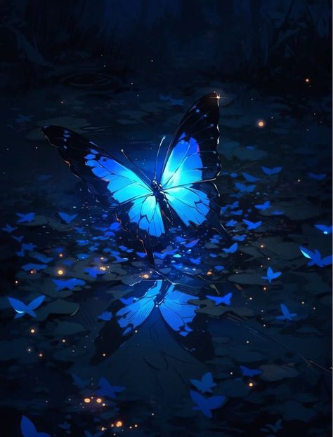 Blue Aesthetic Dark, Blue Butterfly Wallpaper, Beautiful Butterfly Photography, Butterfly Background, Beautiful Butterflies Art, Dreamy Artwork, Anime Butterfly, Cover Art Design, Butterfly Painting