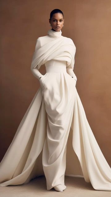 Couture Fashion Aesthetic, Boho Winter Wedding Dress, Architectural Wedding Dress, Wedding Aesthetic Dress, Best Wedding Guest Dresses Classy, Art Wedding Dress, Architectural Fashion, Fashion Draping, Our Senses