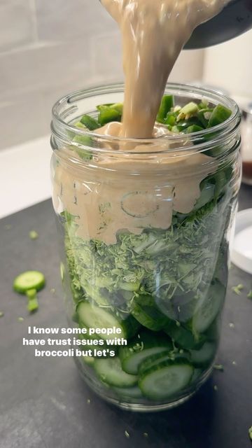 Arash Hashemi on Instagram: "@SHREDHAPPENS - CREAMY CUCUMBER & BROCCOLI SALAD

You all know I’m a big fan of Persian cucumbers, and they’re amazing in salads. So, let’s level them up with some super finely chopped broccoli for a creamy cucumber salad that’s crunchy, healthy, filling, and packs a little kick.

Here’s how I made it:

1.Thinly slice 4-5 Persian cucumbers and finely chop 1.5 cups of broccoli. Add them to a large jar or big bowl.
2.Thinly slice 2 scallions and dice 1/2 large jalapeño (deseed if you want less heat!). Add to the jar or bowl.
3.For the dressing mix 2 tbsp mayo, 2.5 tbsp rice vinegar, 1/2 tbsp sriracha, 1.5 tsp sesame oil, 2 tbsp soy sauce or tamari, and 1/2 tsp onion powder. Mix well.
4.Pour the dressing over your veggie mix, then put the lid on and shake vigorous Chopped Broccoli, Creamy Cucumber Salad, Creamy Cucumbers, Home Fries, Persian Cucumber, Broccoli Salad, Big Bowl, Large Jar, Cucumber Salad