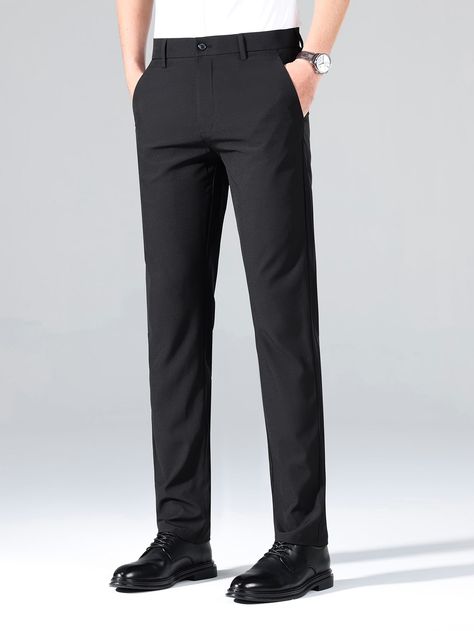 Men Solid Slant Pocket Suit PantsI discovered amazing products on SHEIN.com, come check them out! Sport Coat And Jeans, Office Pants, Men Suit, Single Button Blazer, Mens Dress Pants, Formal Casual, Blazer Vest, Suit Pants, Tailored Pants