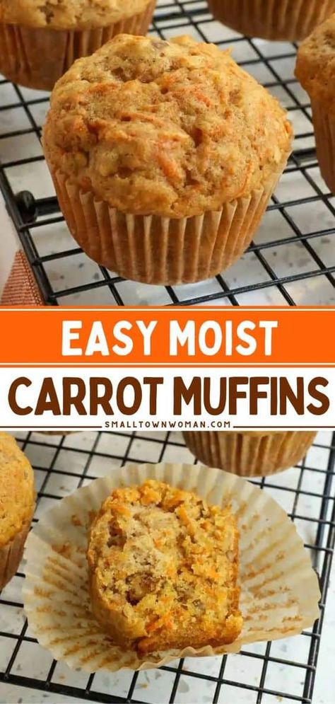 Carrots Brown Sugar, Carrot Muffins Easy, Carrot Pineapple Muffins, Carrot Cake Muffin Recipe, Freeze Muffins, Pineapple Muffins, Carrot Muffin Recipe, Banana Carrot Muffins, Bakery Style Muffins