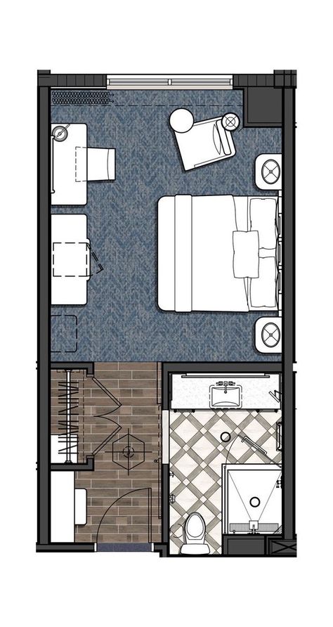 Hotel Room Plan, Hotel Room Design Plan, Small Hotel Room, Hotel Floor Plan, Hotel Floor, Hotel Plan, Hotel Room Design, Apartment Floor Plans, Bedroom Floor Plans