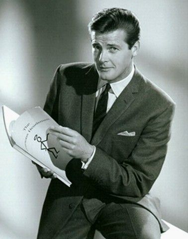 Roger Moore played Simon Templar in 118 episodes of The Saint TV series from 1961–1969. Description from pinterest.com. I searched for this on bing.com/images Roger Moore, The Saint, White Photo, A Man, Writing, Black And White, Reading, White, Black