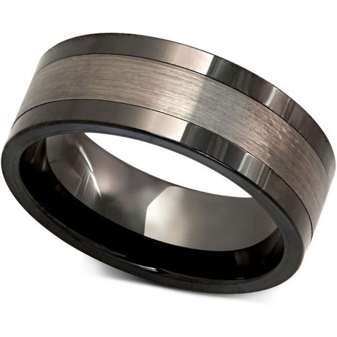 Men's Tungsten Ring, Black Ceramic With Tungsten Inlay Ring (1,775 EGP) ❤ liked on Polyvore featuring men's fashion, men's jewelry, men's rings, men, no color, mens rings, mens tungsten rings, mens watches jewelry and mens ceramic rings Tungsten Rings For Men, Man Jewelry, Tungsten Mens Rings, Antique Engagement Ring, Ring Black, Necklaces Jewelry, Tungsten Ring, Men's Ring, Rings Necklaces