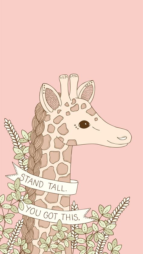 Stand Tall iPhone Wallpapers by Emma Margaret | Wonder Forest: Design Your Life. Iphone 8 Wallpaper, Handwritten Type, Giraffe Pictures, Illustration Manga, A Giraffe, Forest Wallpaper, Freelance Illustrator, Stand Tall, Iphone Wallpapers