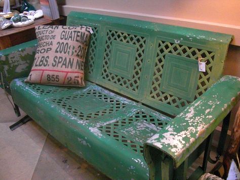 vintage metal rockers | ... : Purple suede boots, vintage green gliders and more FUN at Whimsy Glider Sofa, Vintage Metal Glider, Vintage Patio Furniture, Metal Lawn Chairs, Porch Glider, Vintage Metal Chairs, Vintage Outdoor Furniture, Vintage Patio, Vintage Porch