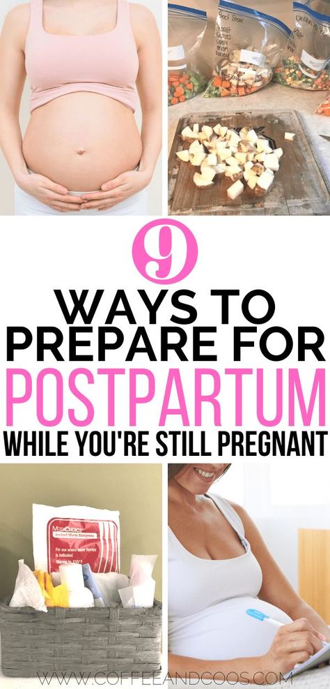 9 ways to prepare for postpartum while you're still pregnant. These tips and tricks will get you ready to tackle the fourth trimester. Baby Gender Prediction, Postpartum Must Haves, Postpartum Care Kit, Pregnancy Hacks, 4th Trimester, Pregnancy Goals, Preparing For Baby, Baby Prep, Before Baby