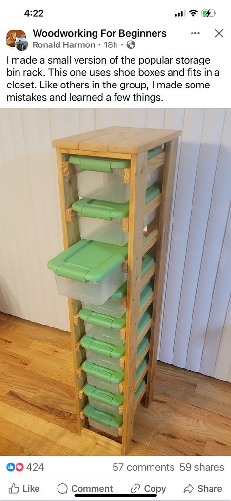 Paper Trimmer Storage, Bins Storage Ideas, Storage Unit Hacks, Storage Bin Rack, Armoire Bar, Bin Rack, Upcycle Storage, Woodworking For Beginners, Hardware Storage