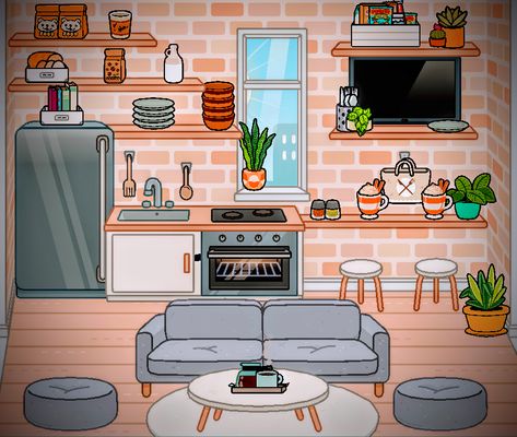 Kitchen Living Room Design, Toca Boca Hair Salon, Toca Life World Aesthetic Pfp, Mansion Living, Free House Design, Adorable Homes Game, Create Your Own World, Aesthetic Kitchen, Room Ideas Aesthetic