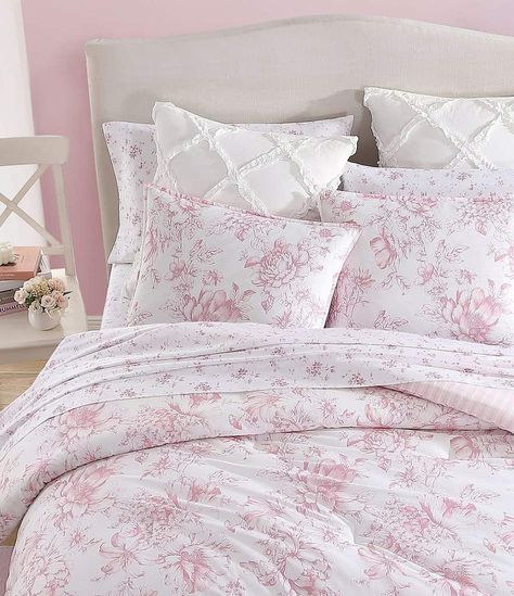 Laura Ashley Delphine Oversized Floral Blooms Cotton Reversible Comforter Mini Set | Dillard's Pink Comforter Sets, Pink Dorm Rooms, Chambre Inspo, Laura Ashley Bedding, Pink Dorm, Pink Comforter, Reversible Comforter, Comforter Bedding Sets, Queen Comforter Sets