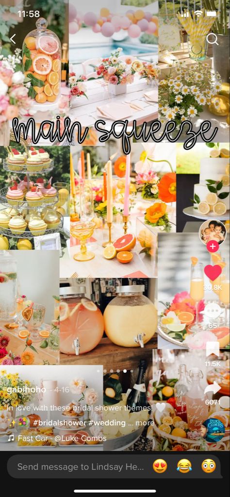 Couples Shower Themes, Italian Bridal Showers, Spring Wedding Color Palette, Garden Party Bridal Shower, Bridal Shower Inspo, Wedding Shower Themes, Citrus Wedding, Couple Wedding Shower, Tropical Bridal Showers