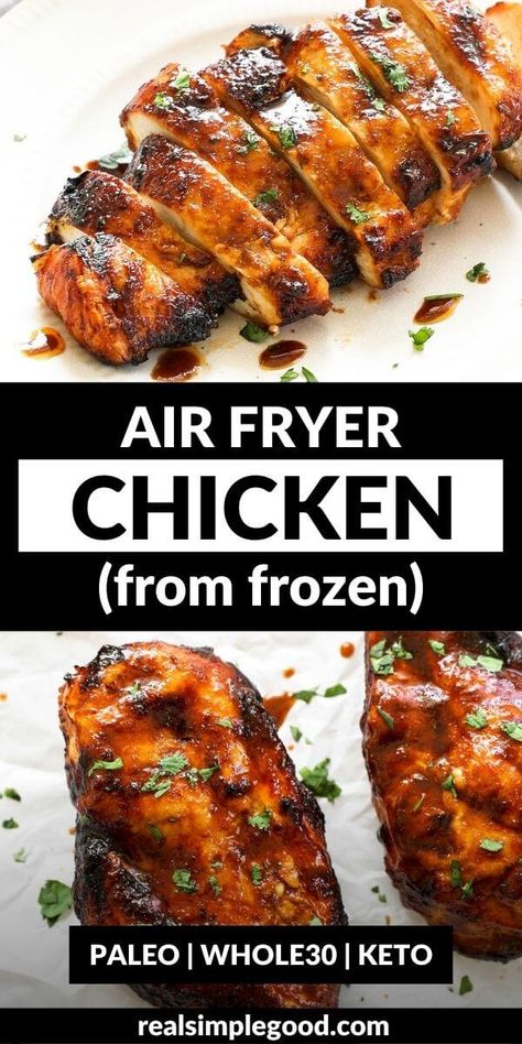 Frozen Chicken Air Fryer Recipes, Frozen Chicken Air Fryer, Grilling Frozen Chicken, Chicken Air Fryer Recipes, Chicken Breast Sauce, Cooking Frozen Chicken Breast, Chicken Air Fryer, Air Fryer Recipes Chicken Breast, Frozen Chicken Recipes