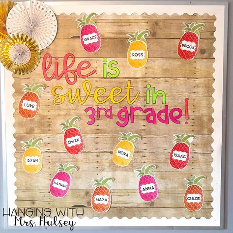 Beach Themed Classroom, Pineapple Classroom, Welcome Bulletin Board, Opening A Daycare, Tropical Classroom, Welcome Bulletin Boards, Beach Theme Classroom, Themed Classroom Decor, Pineapple Theme