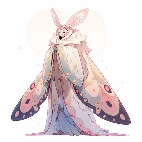 Moth Creature Concept Art, Moth Fantasy Creature, Butterfly Wings Character Design, Butterfly Human Art, Moth Themed Character, Alien Inspiration Character Design, Anthro Moth Oc, Moth Creature Art, Butterfly People Art