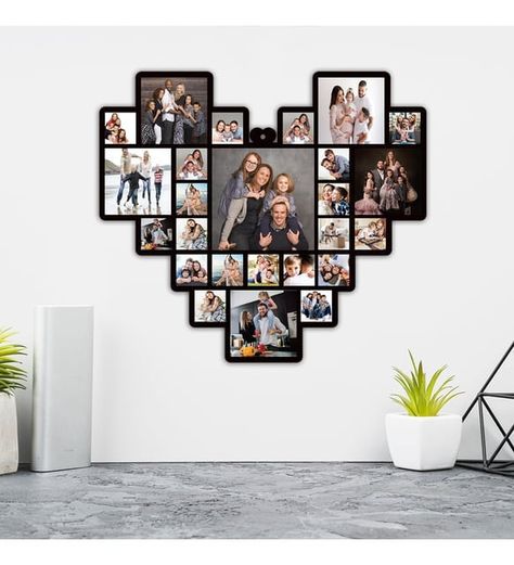 Photo Frame Multiple Photos, Custom collage frame, Picture frames personalized, Heart photo collage frame, Personalized birthday gift, Photo Picture Frame Design Ideas, Family Photo Frames Collage, Multiple Picture Frame, Creative Photo Frames, Frames Collage, Photo Collage Frame, Unique Photo Frames, Photo Frame Decoration, Heart Photo Collage