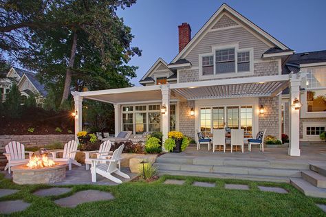 Covered Patio Design, Backyard Remodel, Traditional Landscape, Pergola Patio, Fire Pit Backyard, Pergola Shade, Patio Stones, Backyard Patio Designs, Back Patio