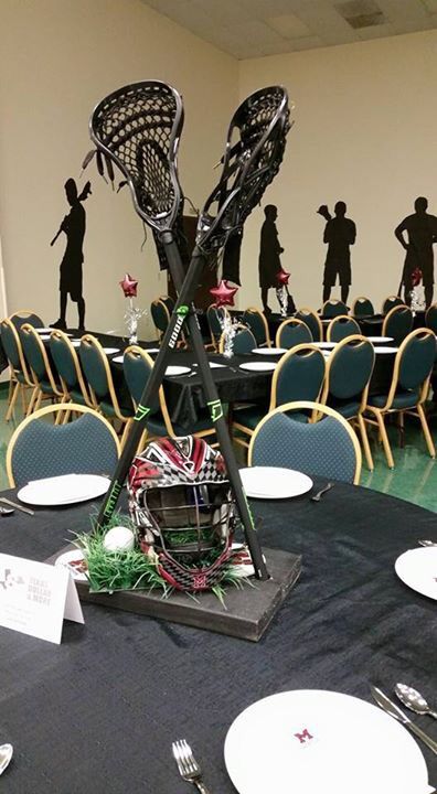 Center pieces for lacrosse banquet Lacrosse decorations Lacrosse Graduation Party Ideas, Senior Night Lacrosse Ideas, Lacrosse Centerpiece Ideas, Lacrosse Banquet Centerpieces, Lacrosse Banquet Ideas, Lacrosse Decorations, Lacrosse Party, Wings Party, Decorations Graduation Party