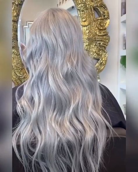 #silverblondehair Grey Hair Brown Roots, Gray Hair Wigs, Silver Hair Toner, White Silver Hair, Silvery Blonde Hair, Toner Formulas, Colored Hair Roots, Grey Hair Wig, Silver Blonde Hair