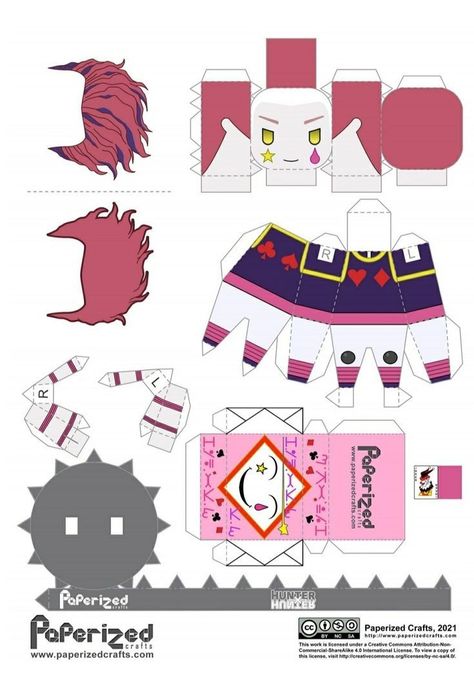 Paperized Anime, Bungee Gum, Anime Crafts Diy, Pola Kotak, Anime Paper, Paper Toys Template, Anime Printables, Paper Doll Template, Anime Decor