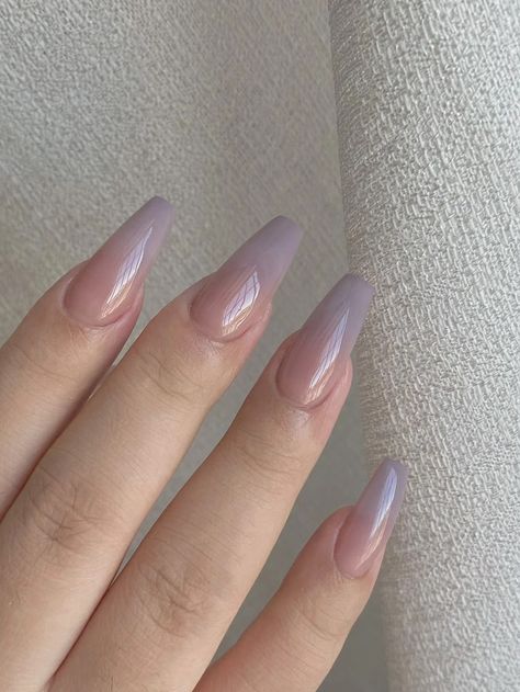 Púrpura malva  Collar    Uñas de Color Embellished Opaque Purple Nails, Purple Pastel Nails Design, Greyish Purple Nails, Purple Jelly Nails Acrylic, Long Jelly Nails, Nail Inspo Lavender, Jelly Nails Purple, Colored Ombre Nails, Dusty Purple Nails