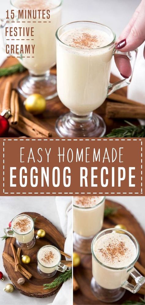 Classic Eggnog Recipe, Alcoholic Eggnog, Eggnog Drinks, Classic Eggnog, Eggnog Recipe Homemade, Creamy Eggnog, Christmas Eggnog, Homemade Eggnog, Christmas Drink