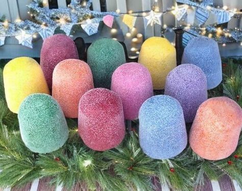 Gum drops or plant pots ? #xmas2024  🎄 https://medium.com/@castlerandom/diy-outdoor-christmas-decorations-2ab5fb6c16aa Diy Candy Outdoor Decorations, Diy Outdoor Gumdrops Decorations, Cute Christmas Lights Outdoor, Gumdrop Outdoor Decorations, How To Make Gumdrops Decorations, Diy Jumbo Gumdrops, Giant Bulbs Christmas Decorations, Giant Gum Drops Diy, Gumdrop Diy Decorations