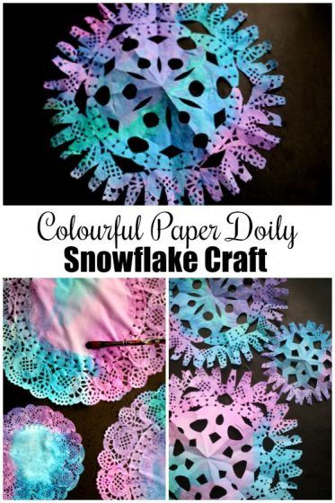 Colourful Paper Doily Snowflakes for Kids to Make Snowglobe Ideas, Doily Snowflakes, Class Holiday Party, Spring Activities For Preschoolers, Snowflakes For Kids, Winter Theme Activities, Diy Doily, Playgroup Activities, Paper Doily Crafts