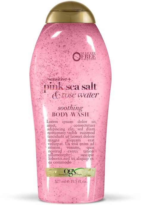 Ogx Rosewater, Drugstore Beauty Products, Sea Salt Scrubs, Exfoliating Body Wash, Pink Sea Salt, Salt Wash, Drugstore Skincare, Pink Sea, Supple Skin