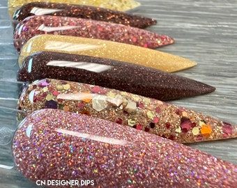 Powder Dip Acrylic Nails, Shades Of Rose Gold, Ongles Bling Bling, Dip Nail Powder, Soft Pink Nails, Bronze Nails, Golden Sunflower, Fancy Nail Art, Sugar Nails